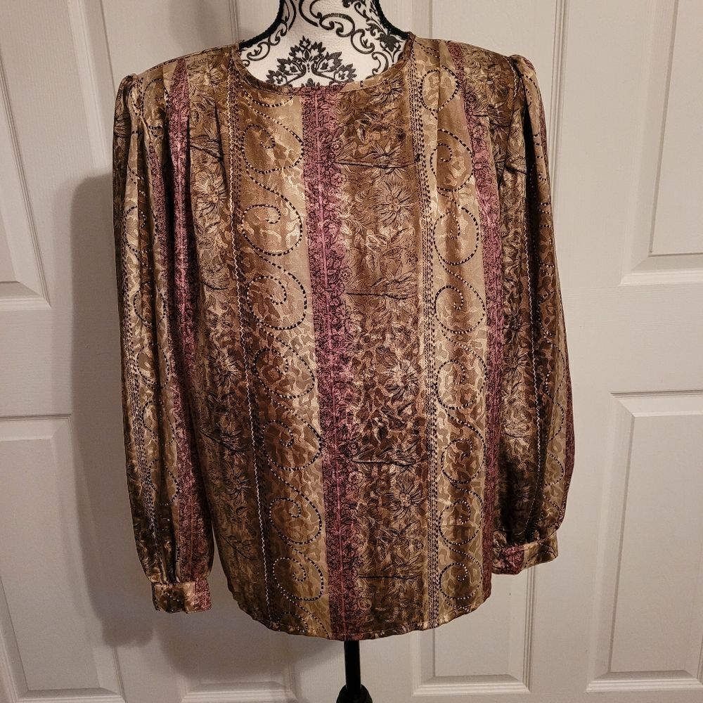 Vintage Nicola leopard print floral blouse‎